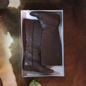 Brown leather boots